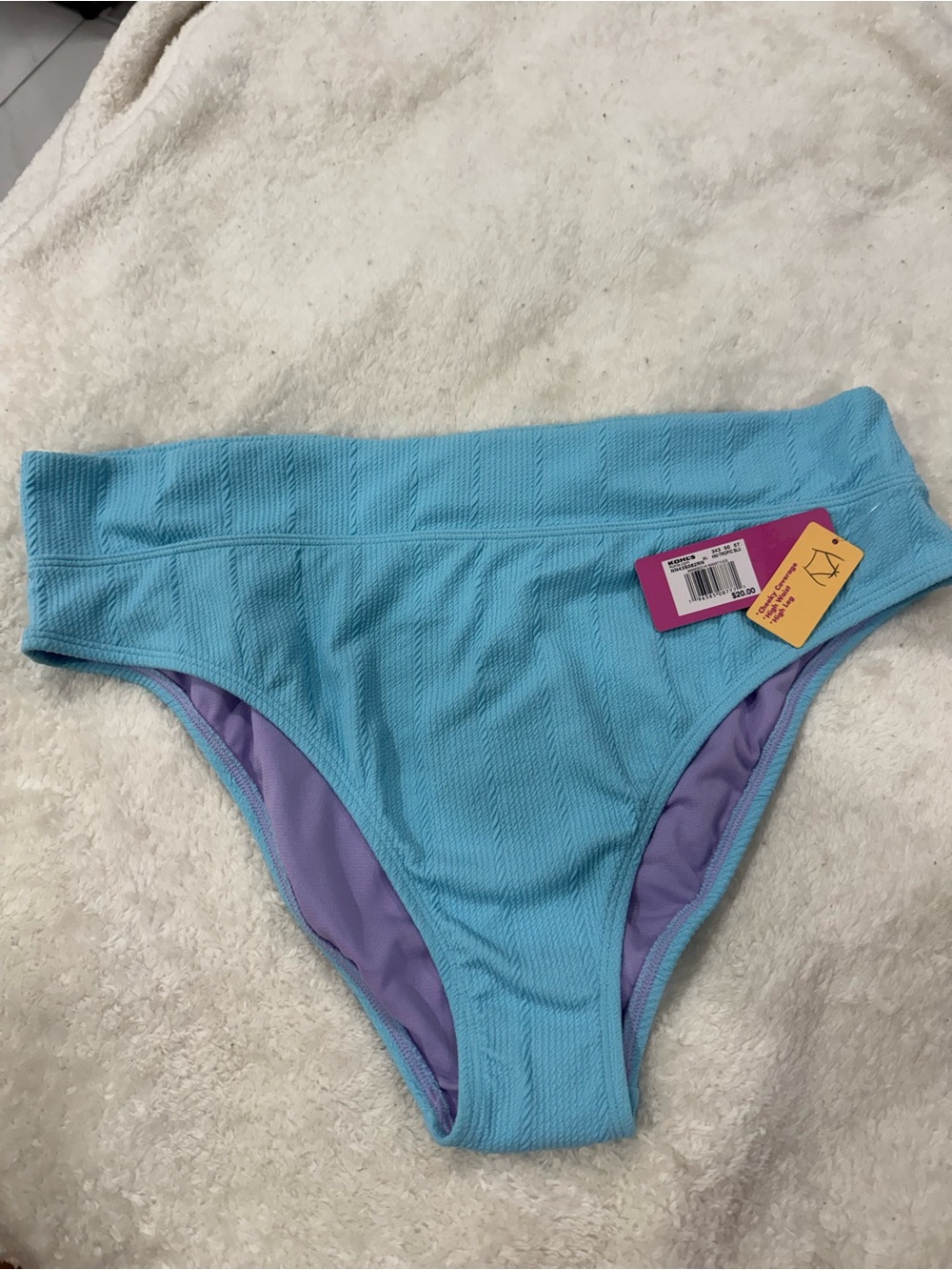 Kohl's Light Blue Bikini Bottoms with Lavender Lining